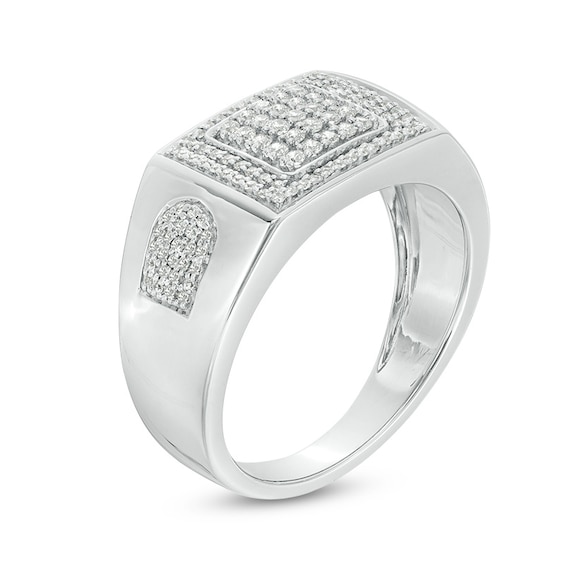 1/2 CT. T.w. Composite Diamond Square Frame Ring in Sterling Silver