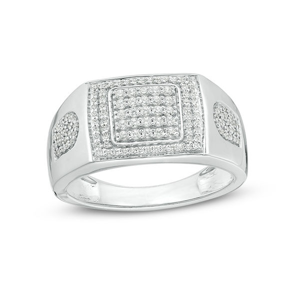 1/2 CT. T.w. Composite Diamond Square Frame Ring in Sterling Silver