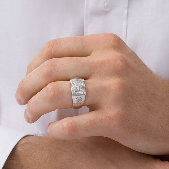 1/2 CT. T.w. Composite Diamond Square Frame Ring in Sterling Silver