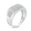 Thumbnail Image 2 of Men's 1/2 CT. T.W. Composite Diamond Square Frame Ring in Sterling Silver