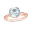 Thumbnail Image 0 of 9.0mm Aquamarine and 1/2 CT. T.W. Diamond Engagement Ring in 14K Rose Gold