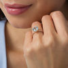 Thumbnail Image 2 of 9.0mm Aquamarine and 1/2 CT. T.W. Diamond Engagement Ring in 14K Rose Gold