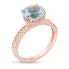 Thumbnail Image 2 of 9.0mm Aquamarine and 1/2 CT. T.W. Diamond Engagement Ring in 14K Rose Gold