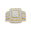 Thumbnail Image 3 of 1-1/4 CT. T.W. Multi-Diamond Square Frame Vintage-Style Multi-Row Bridal Set in 10K Gold