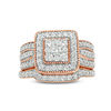 Thumbnail Image 3 of 1-1/4 CT. T.W. Multi-Diamond Square Frame Vintage-Style Multi-Row Bridal Set in 10K Rose Gold