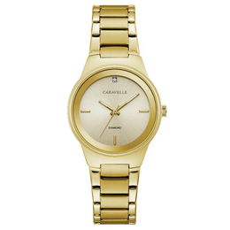 Ladies' Caravelle by Bulova Diamond Accent Gold-Tone Watch (Model: 44P101)
