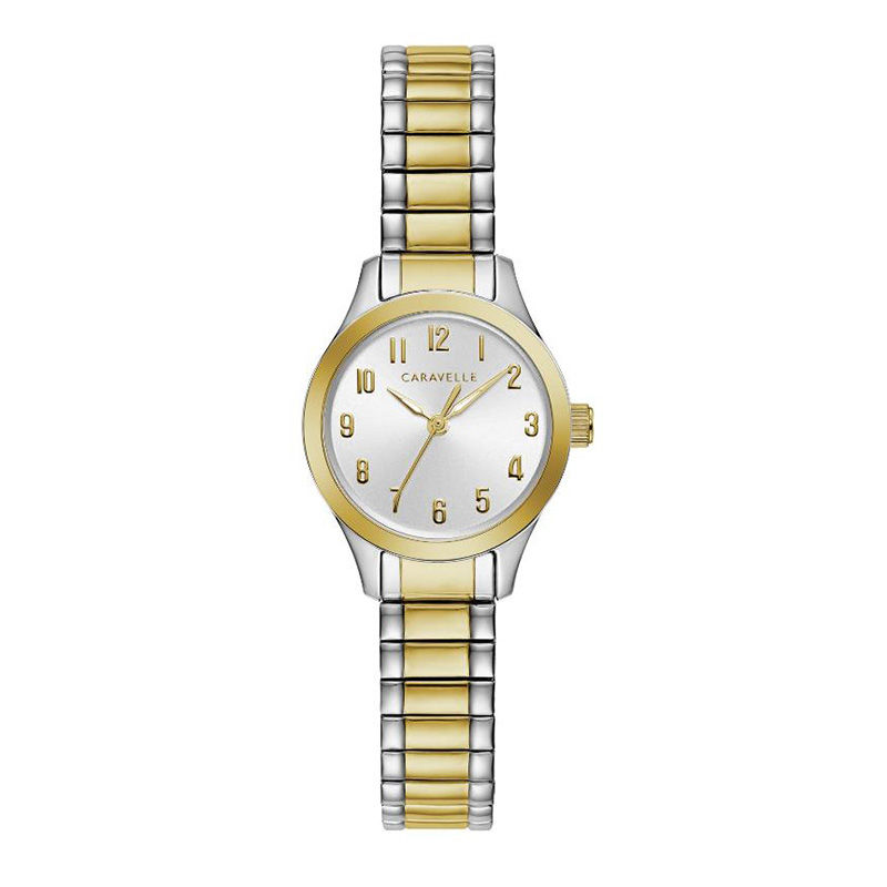 Ladies' Caravelle by Bulova Two-Tone Expansion Watch with Silver-Tone Dial (Model: 45L177)