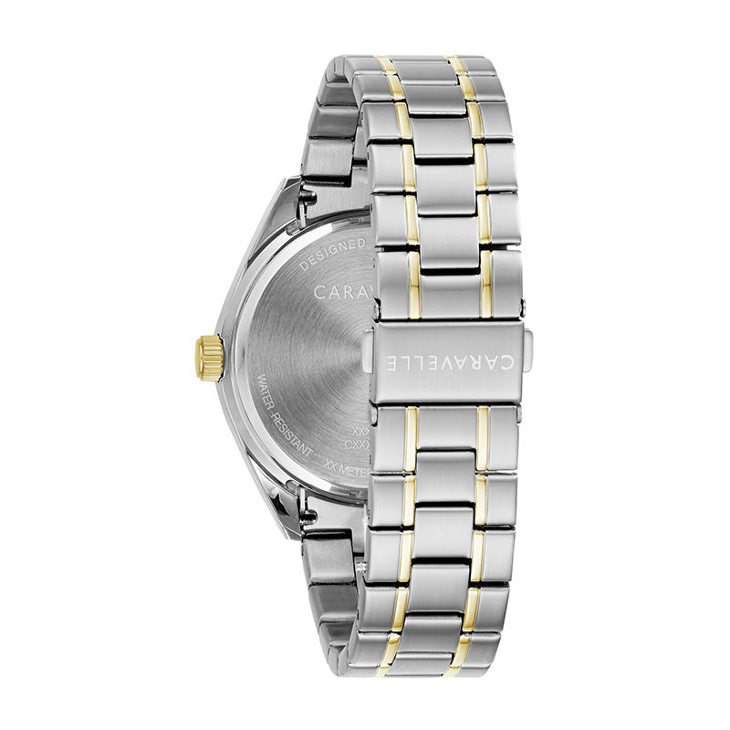 Men's Caravelle by Bulova Crystal Accent Two-Tone Watch with Silver-Tone Dial (Model: 45B154)