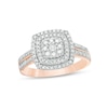 Thumbnail Image 1 of 3/8 CT. T.W. Cushion Multi-Diamond Double Frame Ring in 10K Rose Gold