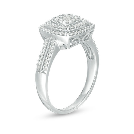 3/8 CT. T.w. Diamond Double Cushion Frame Ring in 10K White Gold