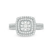 Thumbnail Image 4 of 3/8 CT. T.W. Diamond Double Cushion Frame Ring in 10K White Gold