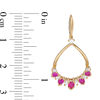 Thumbnail Image 3 of Graduated Lab-Created Ruby and White Sapphire Five Stone Teardrop Earrings in Sterling Silver with 14K Gold Plate