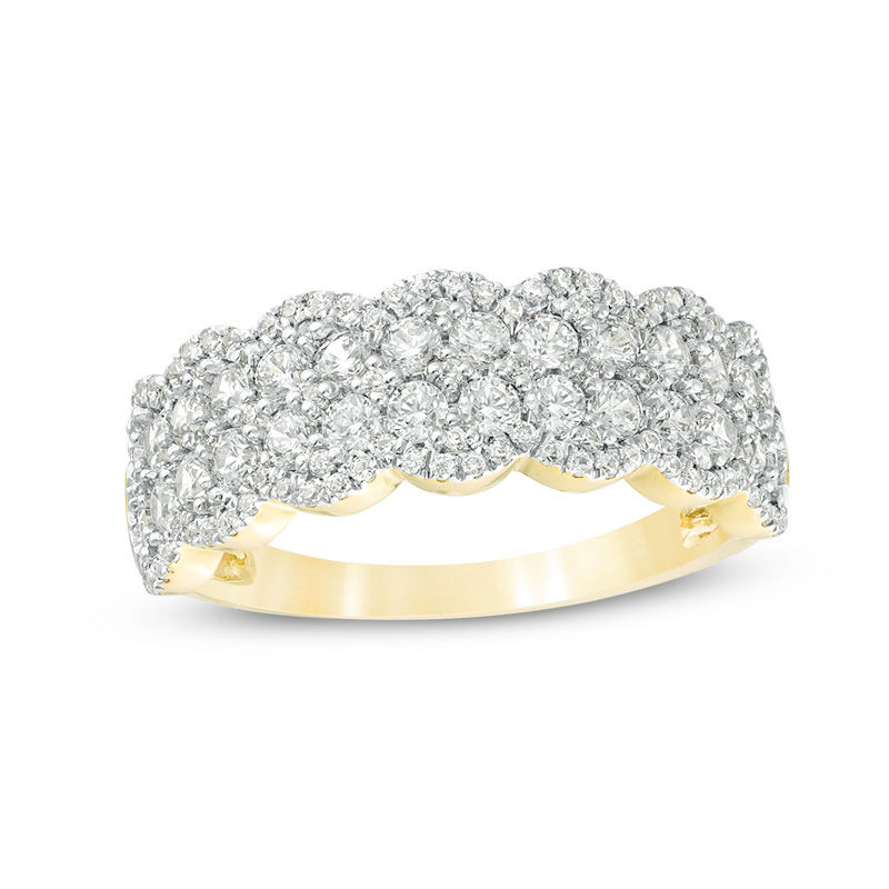 1 CT. T.W. Diamond Double Row Scallop-Edge Band in 10K Gold