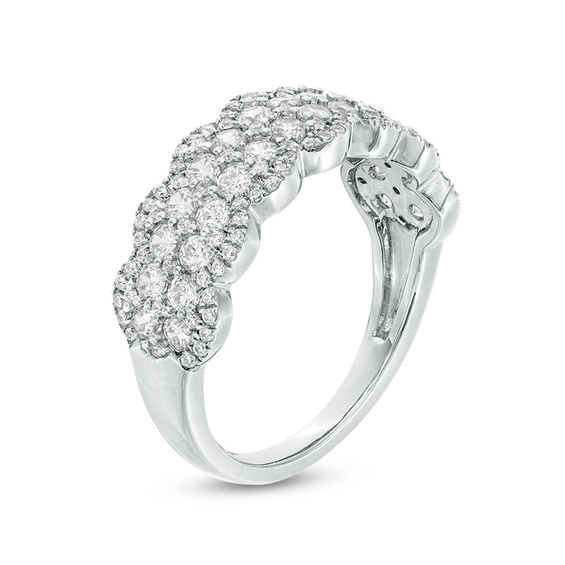 1 CT. T.w. Diamond Double Row Scallop-Edge Band in 10K White Gold