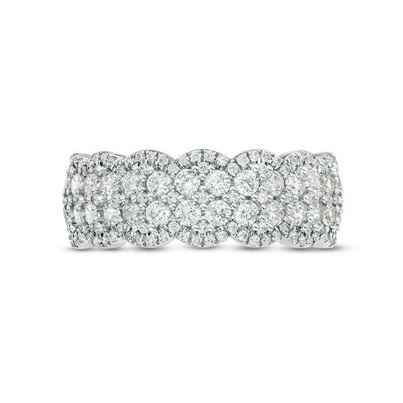 1 CT. T.w. Diamond Double Row Scallop-Edge Band in 10K White Gold