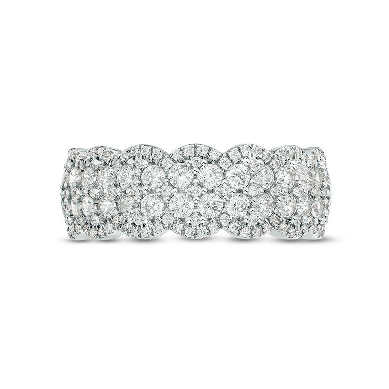 1 CT. T.W. Diamond Double Row Scallop-Edge Band in 10K White Gold