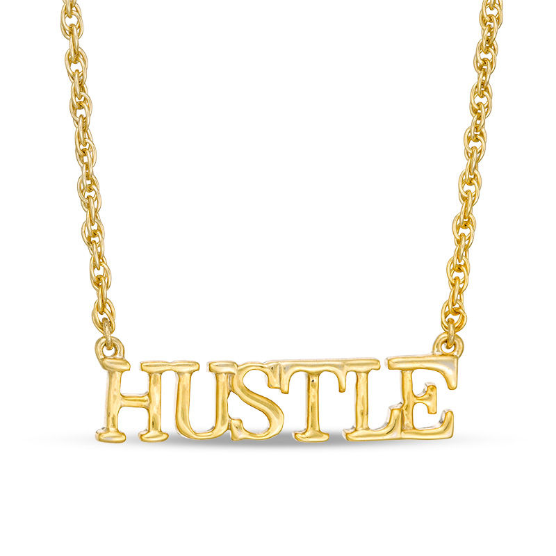 Main Image 1 of "HUSTLE" Necklace in Sterling Silver with 14K Gold Plate - 17.25"