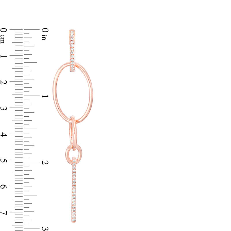 Main Image 3 of 1/2 CT. T.W. Diamond Oval Link Drop Earrings in 10K Rose Gold