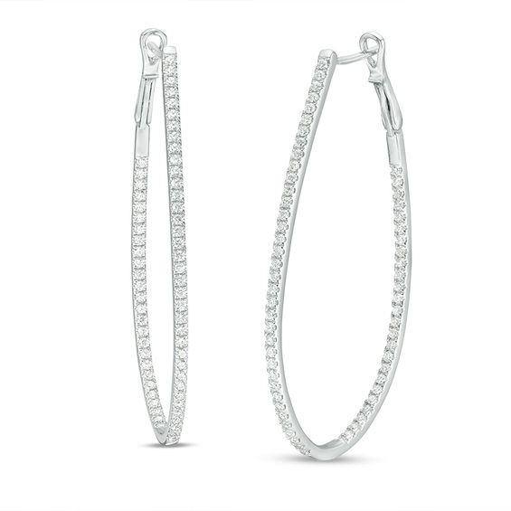 1 CT. T.w. Diamond Inside-Out Hoop Earrings in 10K White Gold