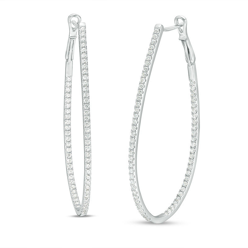 1 CT. T.W. Diamond Inside-Out Hoop Earrings in 10K White Gold