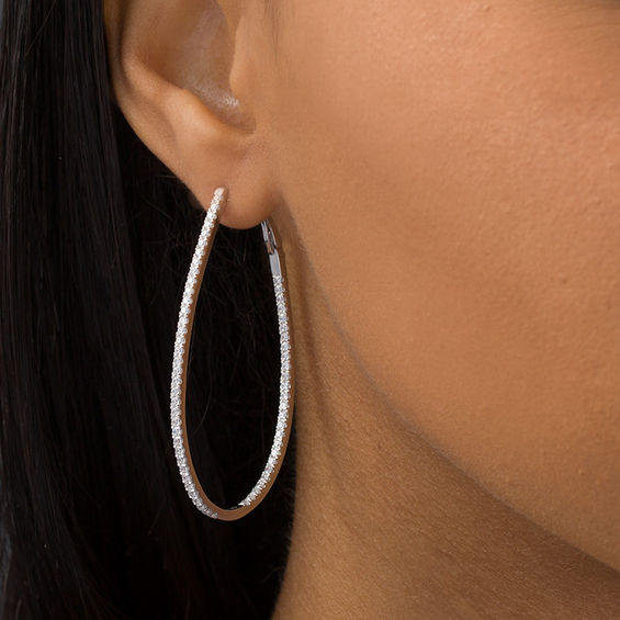 1 CT. T.w. Diamond Inside-Out Hoop Earrings in 10K White Gold