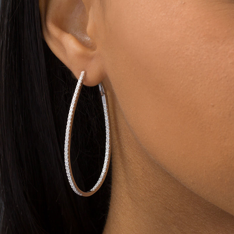 1 CT. T.W. Diamond Inside-Out Hoop Earrings in 10K White Gold