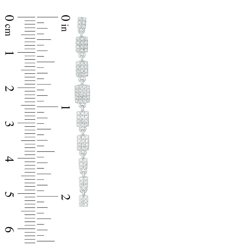 Main Image 3 of 3/4 CT. T.W. Composite Diamond Rectangular Linear Drop Earrings in 10K White Gold