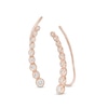 Thumbnail Image 1 of 1/3 CT. T.W. Diamond Bezel-Set Graduated Crawler Earrings in 10K Rose Gold