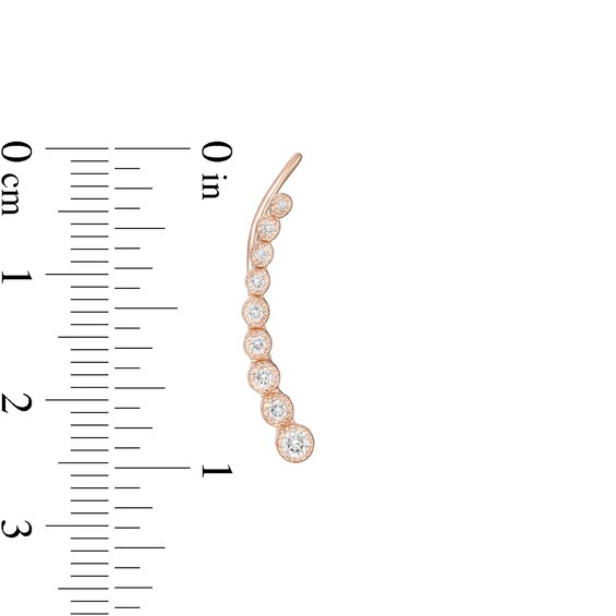 1/3 CT. T.w. Diamond Bezel-Set Graduated Crawler Earrings in 10K Rose Gold