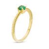 Thumbnail Image 2 of 4.0mm Lab-Created Emerald Solitaire Rope Shank Promise Ring in 10K Gold