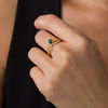Thumbnail Image 2 of Pear-Shaped Lab-Created Emerald and 1/20 CT. T.W. Diamond Wave Ribbon Split Shank Promise Ring in 10K Gold