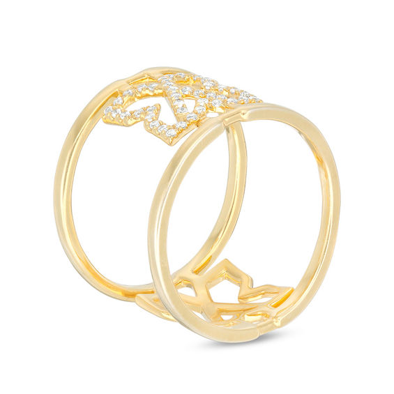 1/6 CT. T.w. Diamond Geometric "X" Open Ring in 10K Gold - Size 7