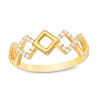 Thumbnail Image 1 of 1/10 CT. T.W. Diamond Alternating Tilted Square Ring in 10K Gold