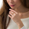 Thumbnail Image 2 of 1/10 CT. T.W. Diamond Alternating Tilted Square Ring in 10K Gold