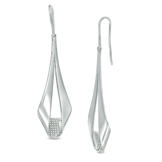 1/3 CT. T.w. Diamond Inside-Out Ribbon Drop Earrings in Sterling Silver