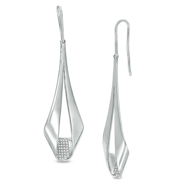 Main Image 1 of 1/3 CT. T.W. Diamond Inside-Out Ribbon Drop Earrings in Sterling Silver