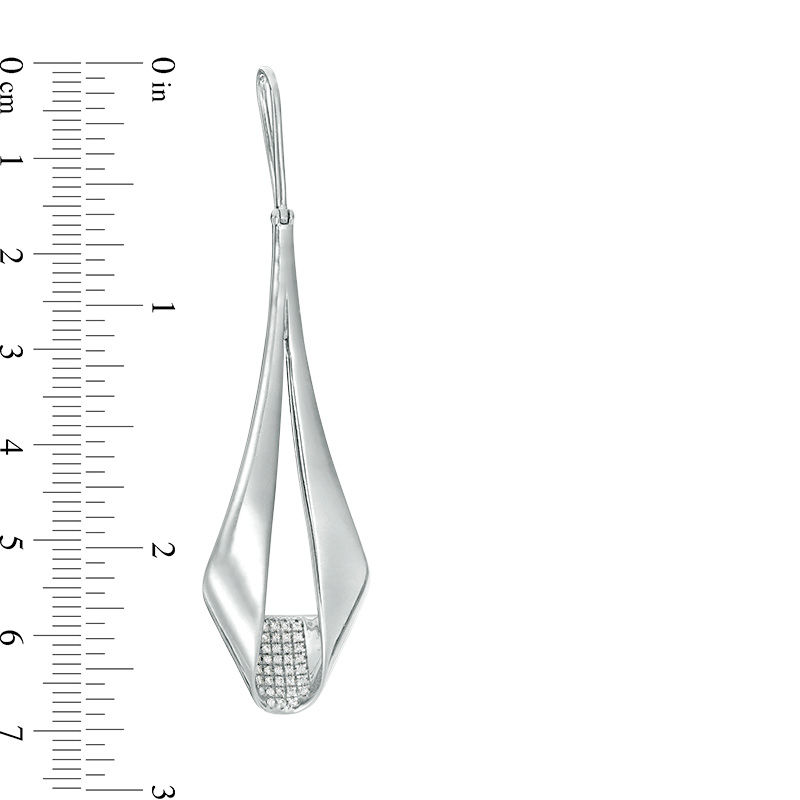 Main Image 3 of 1/3 CT. T.W. Diamond Inside-Out Ribbon Drop Earrings in Sterling Silver