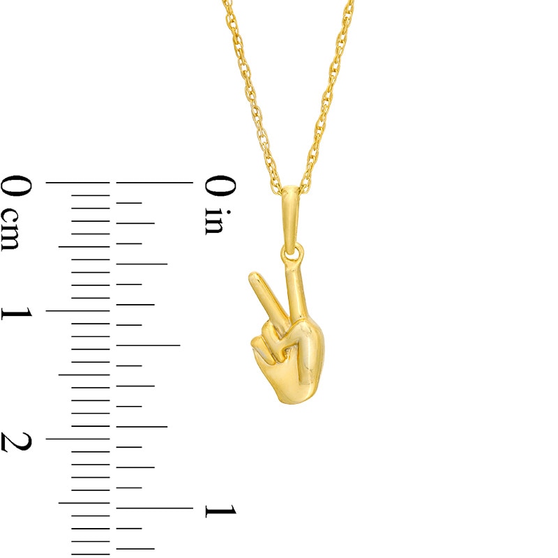 Main Image 2 of Peace Hand Pendant in Sterling Silver with 14K Gold Plate