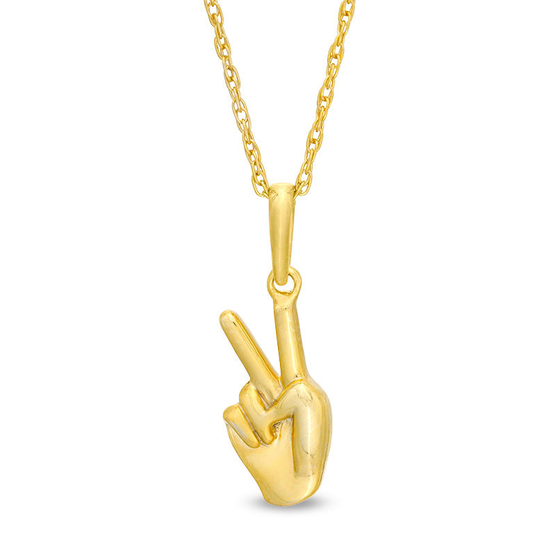 Main Image 1 of Peace Hand Pendant in Sterling Silver with 14K Gold Plate