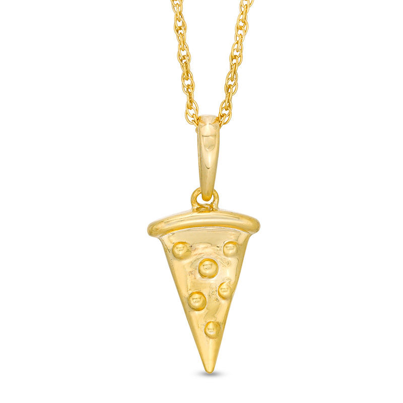 Pizza Slice Pendant in Sterling Silver with 14K Gold Plate