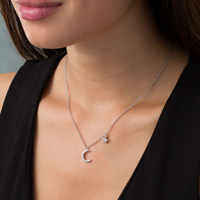 Constellation Necklace Sterling Silver Crescent Moon Necklace Good Luck Charm Crescent Moon Star Necklace Constellation Jewelry