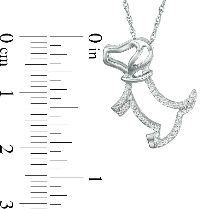 Main Image 3 of 1/8 CT. T.W. Diamond Dog with Collar Pendant in Sterling Silver