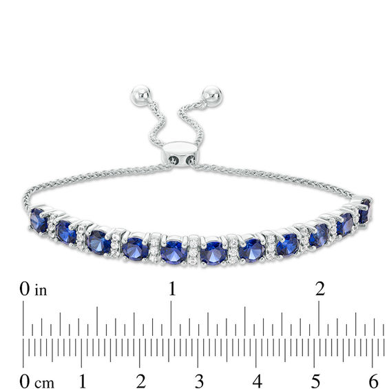 5.0mm Lab-Created Ceylon and White Sapphire Bolo Bracelet in Sterling Silver - 9.5"