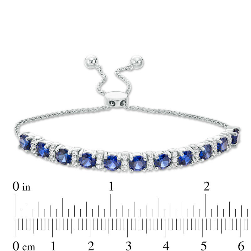 Main Image 3 of 5.0mm Lab-Created Ceylon and White Sapphire Bolo Bracelet in Sterling Silver - 9.5"