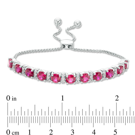 5.0mm Lab-Created Ruby and White Sapphire Bolo Bracelet in Sterling Silver - 9.5"