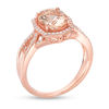 Thumbnail Image 3 of Oval Morganite and 1/4 CT. T.W. Diamond Ornate Frame Multi-Row Crossover Ring in 10K Rose Gold