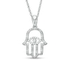 Thumbnail Image 1 of 1/10 CT. T.W. Diamond Evil Eye Hamsa Pendant in Sterling Silver