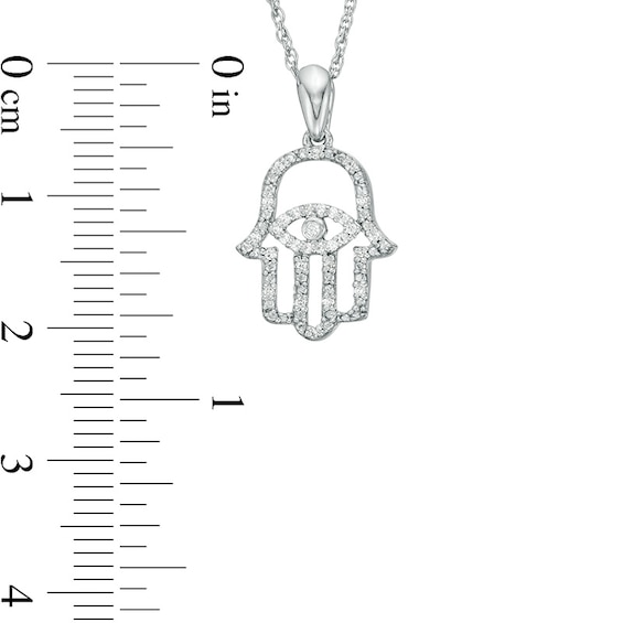 1/10 CT. T.w. Diamond Evil Eye Hamsa Pendant in Sterling Silver
