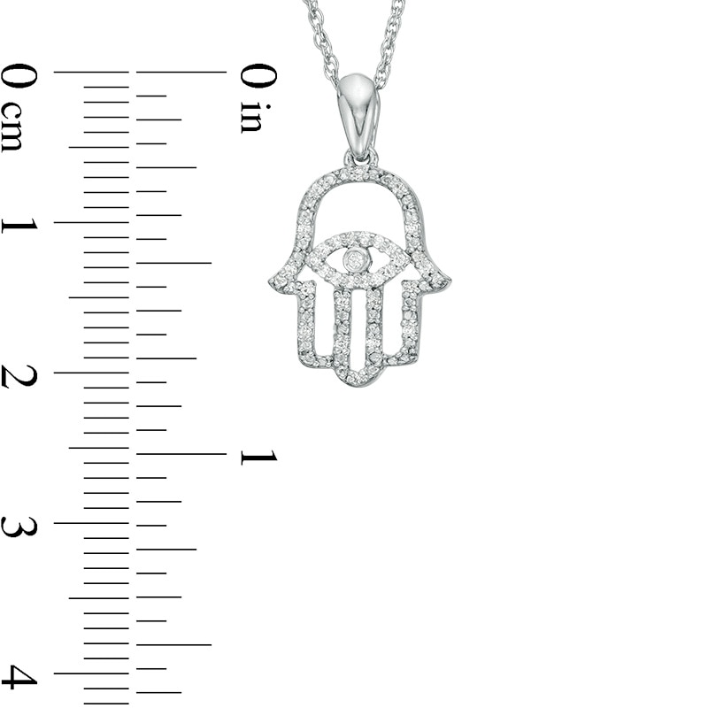 Main Image 2 of 1/10 CT. T.W. Diamond Evil Eye Hamsa Pendant in Sterling Silver