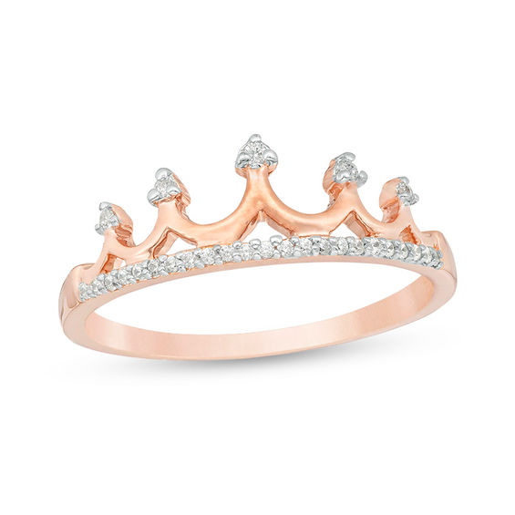 Dainty 14k Rose Gold Blue Sapphire and Diamond Tiara Charm Crown Pendant Necklace Dainty 14k Rose Gold Blue Sapphire and Diamond Tiara Charm Crown Pendant Necklace